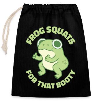Lustige Frosch-Kniebeugen für das Booty Gym - Verschließbarer Geschenkbeutel aus Baumwolle (25x30cm) - Schwarz - Vorne