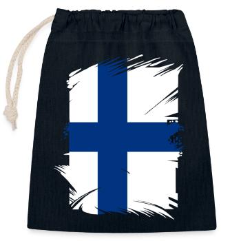 Finnland Flagge Suomi Finnische Fahne Used Look - Verschließbarer Geschenkbeutel aus Baumwolle (25x30cm) - Navy - Vorne
