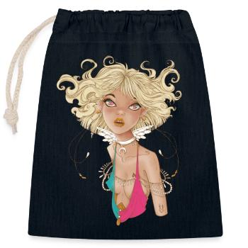 Angelic gaze - Closable cotton gift bag (25x30cm) - navy - Front