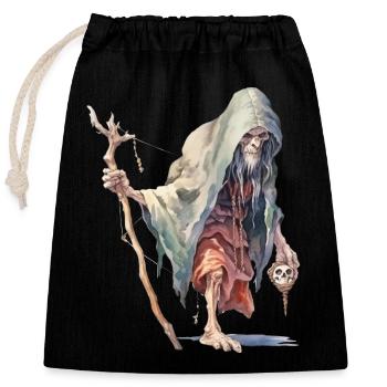 Creepy Forest Mage – Dark Fantasy Wizard - Closable cotton gift bag (25x30cm) - black - Front