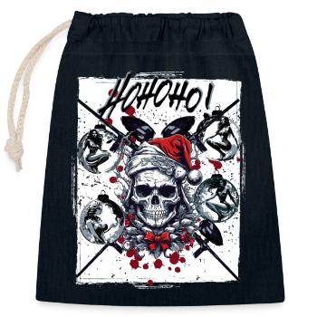 Dead paintballing santa says hohoho! - Closable cotton gift bag (25x30cm) - navy - Front