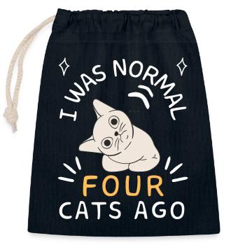 I was normal four cats ago - Closable cotton gift bag (25x30cm) - navy - Front
