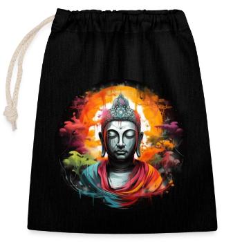 T-shirt Sérénité Bouddha Marque Vibration Positive - Sac cadeau en coton avec cordon (25 x 30 cm) - noir - Devant