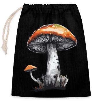 Champignon, Cèpes, Nature, Automne, Chanterelle - Sac cadeau en coton avec cordon (25 x 30 cm) - noir - Devant