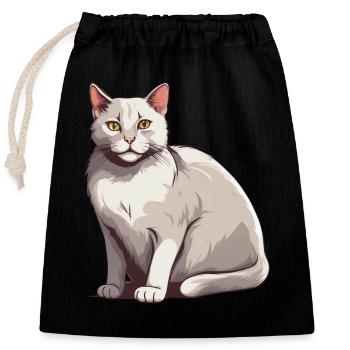 Elegante Katzenzauber - Verschließbarer Geschenkbeutel aus Baumwolle (25x30cm) - Schwarz - Vorne