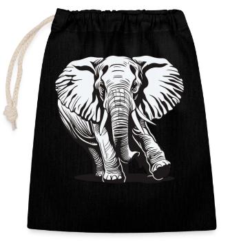 Éléphant, Éléphant, Animal, Zoo, Afrique, Safari, Savane - Sac cadeau en coton avec cordon (25 x 30 cm) - noir - Devant
