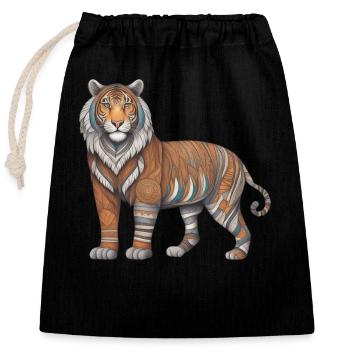 Lion, Animal, Wilderness, Tiger, Predator, Majestic, - Closable cotton gift bag (25x30cm) - black - Front