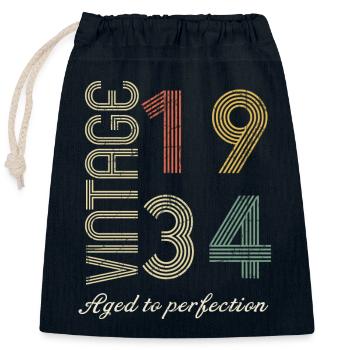 90th birthday gift - 1934 - Closable cotton gift bag (25x30cm) - navy - Front