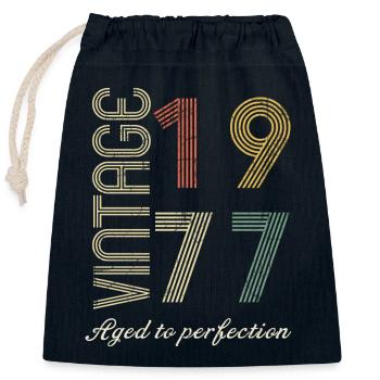 Cadeau d’anniversaire 47 ans - 1977 - Sac cadeau en coton avec cordon (25 x 30 cm) - bleu marine - Devant
