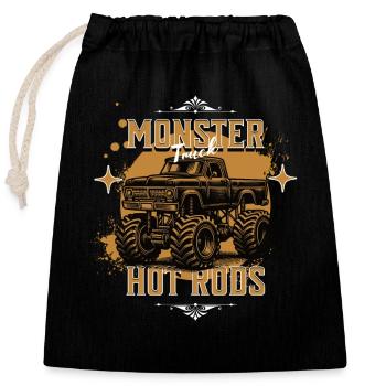 Monster Truck Hot Rods - Sac cadeau en coton avec cordon (25 x 30 cm) - noir - Devant