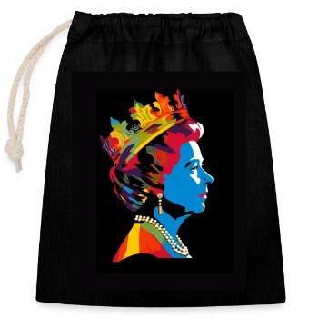 Queen - Closable cotton gift bag (25x30cm) - black - Front