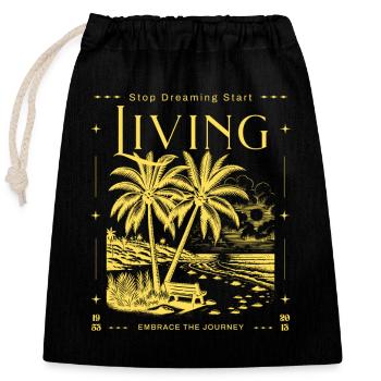 Arrêtez de rêver Commencez à vivre à la plage - Sac cadeau en coton avec cordon (25 x 30 cm) - noir - Devant