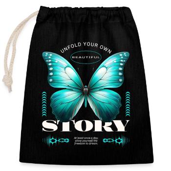 Dépliez votre propre magnifique Story Butterfly - Sac cadeau en coton avec cordon (25 x 30 cm) - noir - Devant