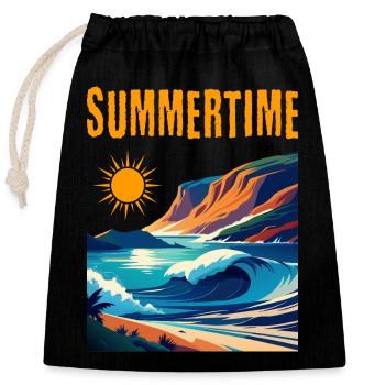 Summertime - beautiful summer design - Closable cotton gift bag (25x30cm) - black - Front