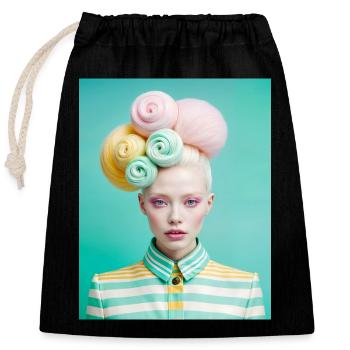 Candyfloss, Digital Art - Closable cotton gift bag (25x30cm) - black - Front