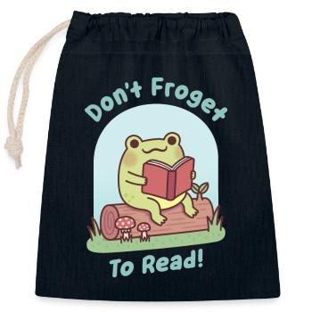 Cute Frog Happily Reading Dont Froget To Read Pun - Closable cotton gift bag (25x30cm) - navy - Front