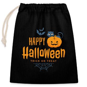 Joyeux Halloween, Trick or Treat - Sac cadeau en coton avec cordon (25 x 30 cm) - noir - Devant