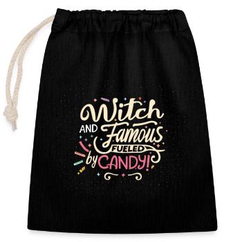 Witch and Famous, Fueled by Candy! - Closable cotton gift bag (25x30cm) - black - Front
