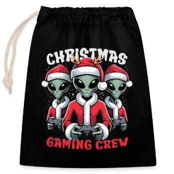 Weihnachts-Gaming-Crew - Verschließbarer Geschenkbeutel aus Baumwolle (25x30cm) - Schwarz - Vorne