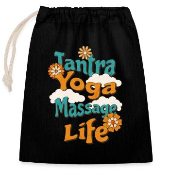 Tantra Yoga Massage Life - Don Spirituel - Sac cadeau en coton avec cordon (25 x 30 cm) - noir - Devant