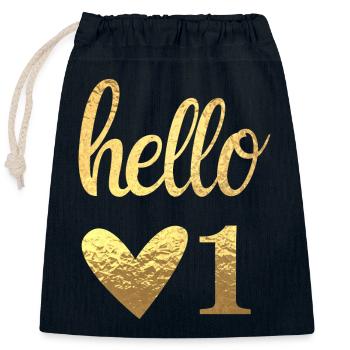 Hello 1 - Sac cadeau en coton avec cordon (25 x 30 cm) - bleu marine - Devant