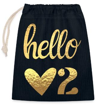 Hello 2 - Sac cadeau en coton avec cordon (25 x 30 cm) - bleu marine - Devant