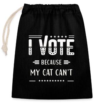 I VOTE, Because My Cat Can't - Closable cotton gift bag (25x30cm) - black - Front