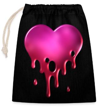 Melting Heart - Closable cotton gift bag (25x30cm) - black - Front