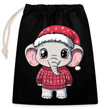 Mammoth Christmas - Closable cotton gift bag (25x30cm) - black - Front
