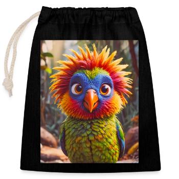 super süßes australisches Tier Regenbogenlorikeet - Verschließbarer Geschenkbeutel aus Baumwolle (25x30cm) - Schwarz - Vorne