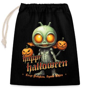 Alien with pumpkin heads Halloween - Closable cotton gift bag (25x30cm) - black - Front