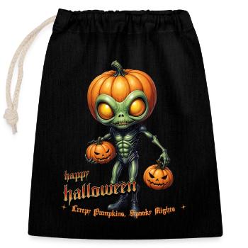 Alien with pumpkin heads Halloween - Closable cotton gift bag (25x30cm) - black - Front