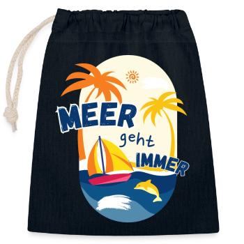 La mer fonctionne toujours - Sac cadeau en coton avec cordon (25 x 30 cm) - bleu marine - Devant