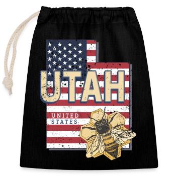 Utah États-Unis Carte États-Unis Vintage - Sac cadeau en coton avec cordon (25 x 30 cm) - noir - Devant
