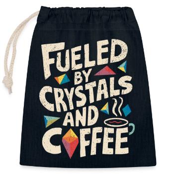 Energy through crystals and coffee - Closable cotton gift bag (25x30cm) - navy - Front