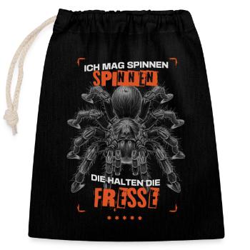 I like spiders that keep their mouths shut Tarantula - Closable cotton gift bag (25x30cm) - black - Front