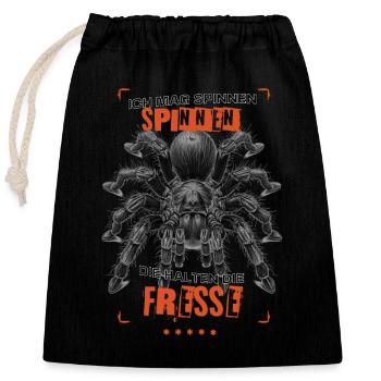 I like spiders that keep their mouths shut Tarantula - Closable cotton gift bag (25x30cm) - black - Front