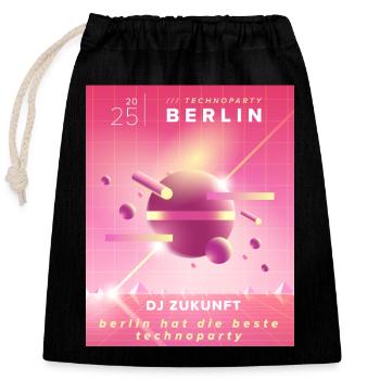 Berliner Techno - Verschließbarer Geschenkbeutel aus Baumwolle (25x30cm) - Schwarz - Vorne