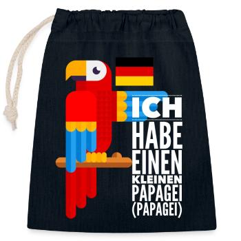 Papagei - Verschließbarer Geschenkbeutel aus Baumwolle (25x30cm) - Navy - Vorne