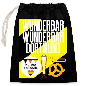 Dortmund - Sac cadeau en coton avec cordon (25 x 30 cm) - noir - Devant