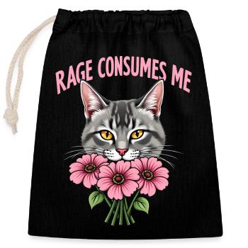 Rage Consumes Me Lustiges Katzenblümchen - Verschließbarer Geschenkbeutel aus Baumwolle (25x30cm) - Schwarz - Vorne