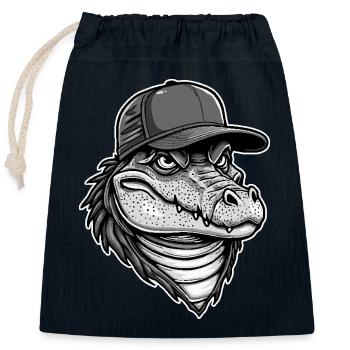 Cool Alligator - Closable cotton gift bag (25x30cm) - navy - Front
