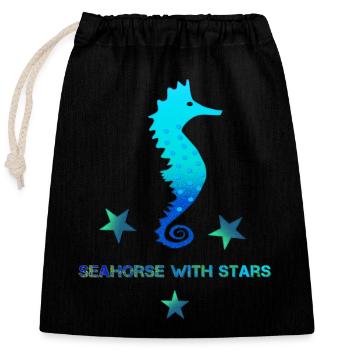 Hippocampe passé natation badge natation - Sac cadeau en coton avec cordon (25 x 30 cm) - noir - Devant