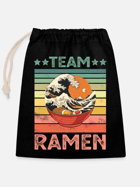 Ramen Nudeln - Verschließbarer Geschenkbeutel aus Baumwolle (25x30cm) - Schwarz