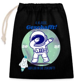 4e classe terminée – départ vers le futur 2025 - Sac cadeau en coton avec cordon (25 x 30 cm) - noir - Devant