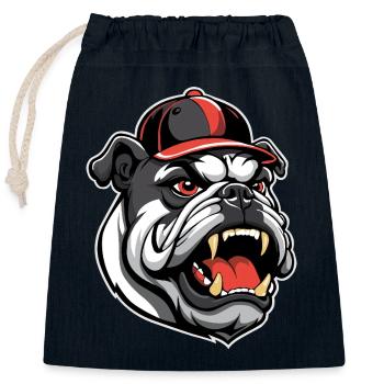 BULLDOGGE MIT BASEBALLKAPPE - Verschließbarer Geschenkbeutel aus Baumwolle (25x30cm) - Navy - Vorne