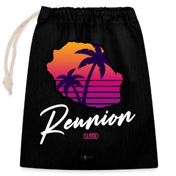 RUN Beach Rétro - Sac cadeau en coton avec cordon (25 x 30 cm) - noir - Devant