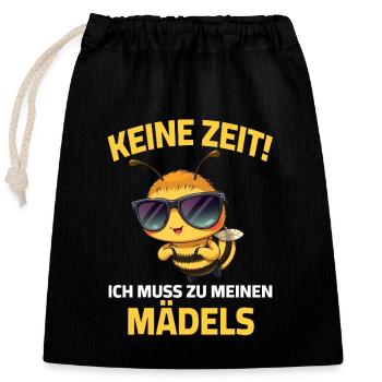 Biene Imker - Keine Zeit ich muss zu meinen Mädels - Verschließbarer Geschenkbeutel aus Baumwolle (25x30cm) - Schwarz - Vorne