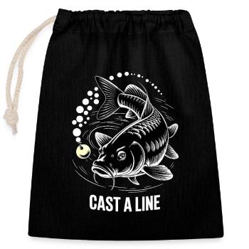Cast a Line – Vintage Angelshirt für Männer - Verschließbarer Geschenkbeutel aus Baumwolle (25x30cm) - Schwarz - Vorne