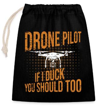 Pilote de drone si je me baisse, vous devriez aussi - Sac cadeau en coton avec cordon (25 x 30 cm) - noir - Devant